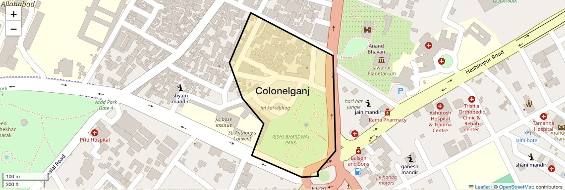 Location Map of Colonelganj, Allahabad