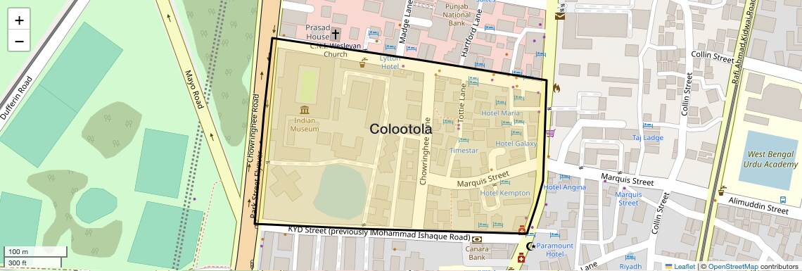 Location Map of Colootola, Kolkata