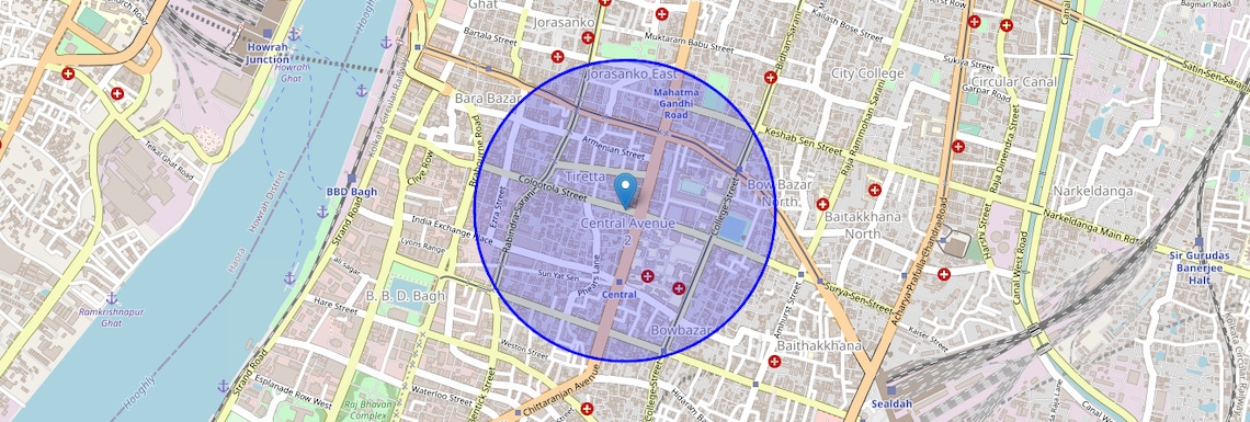 Location Map of Colootola, Kolkata