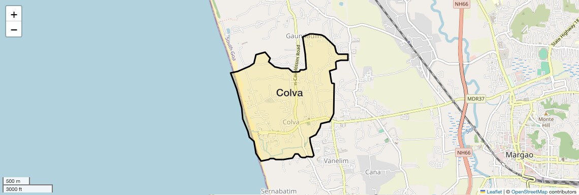 Location Map of Colva, Goa