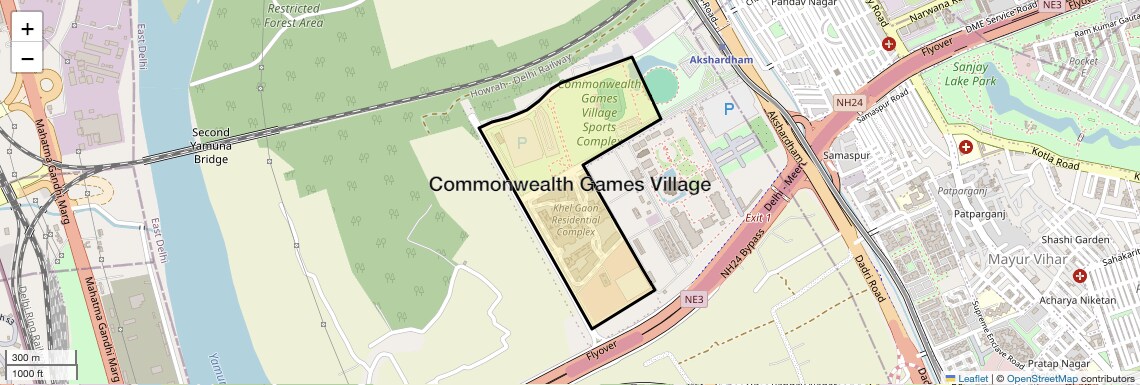 Location Map of Commonwealth Games Village, Delhi