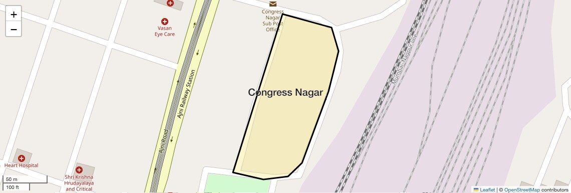 Location Map of Congress Nagar, Nagpur