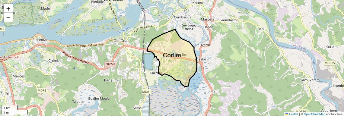 Location Map of Corlim, Goa