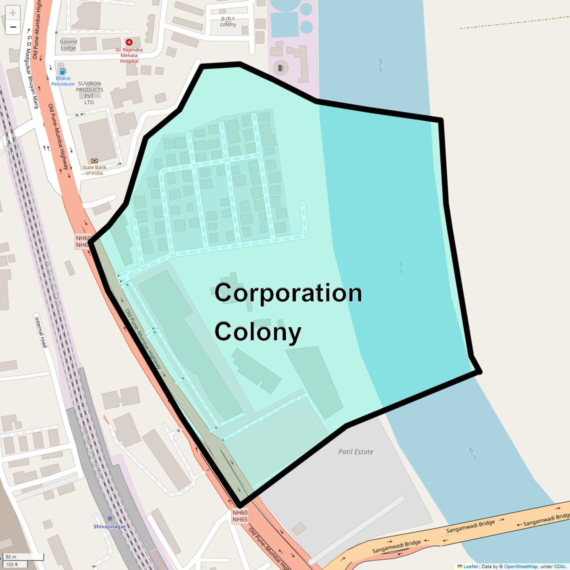 Location Map of Corporation Colony, Pune