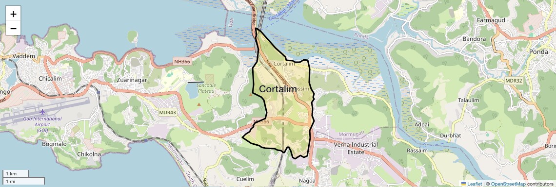 Location Map of Cortalim, Goa