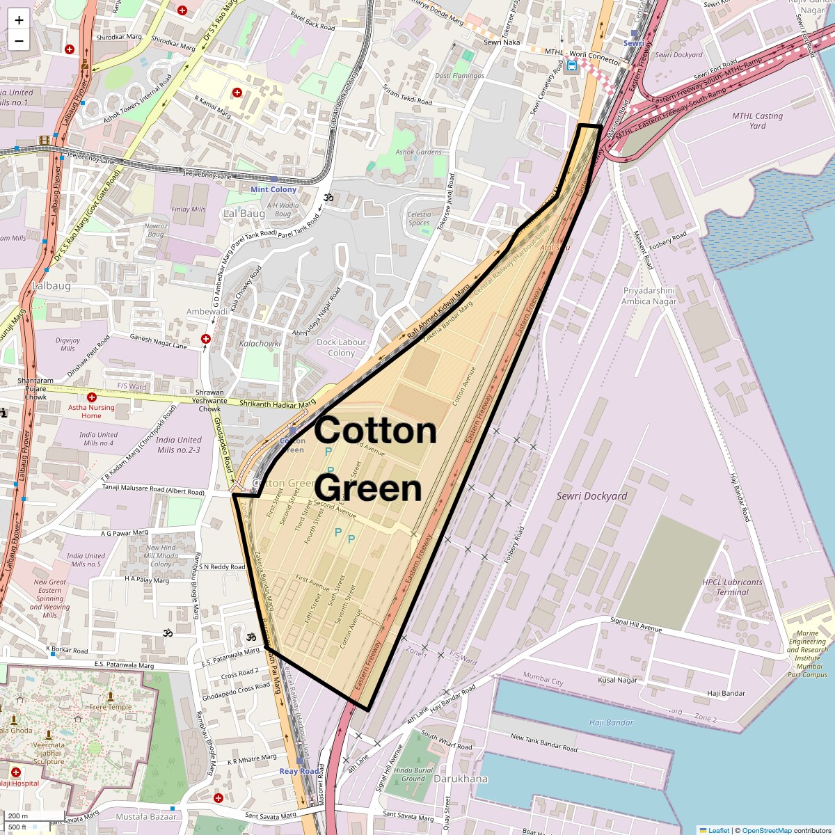 Location Map of Cotton Green, Mumbai