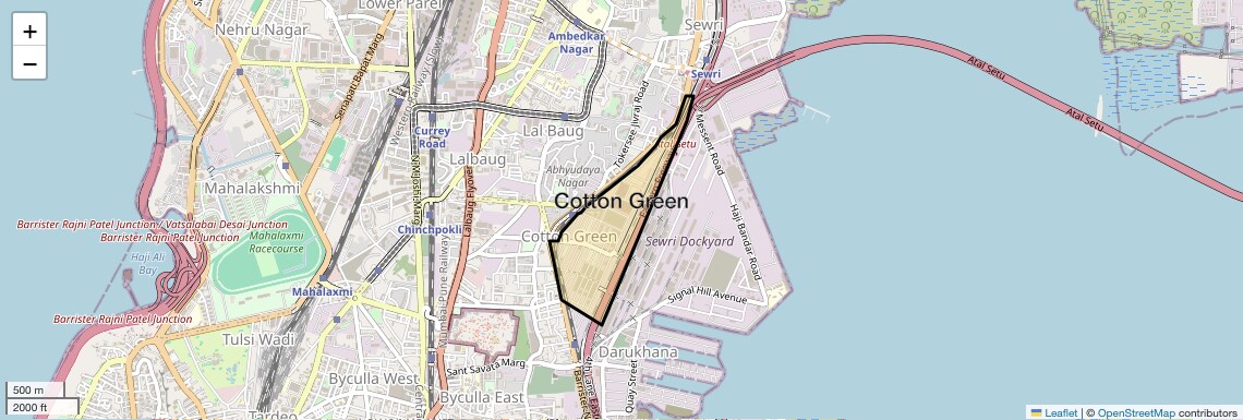 Location Map of Cotton Green, Mumbai