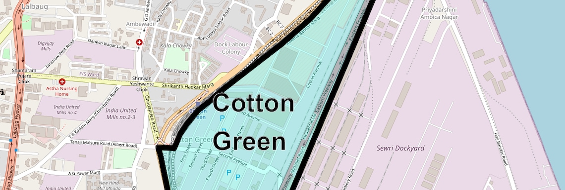 Location Map of Cotton Green, Mumbai