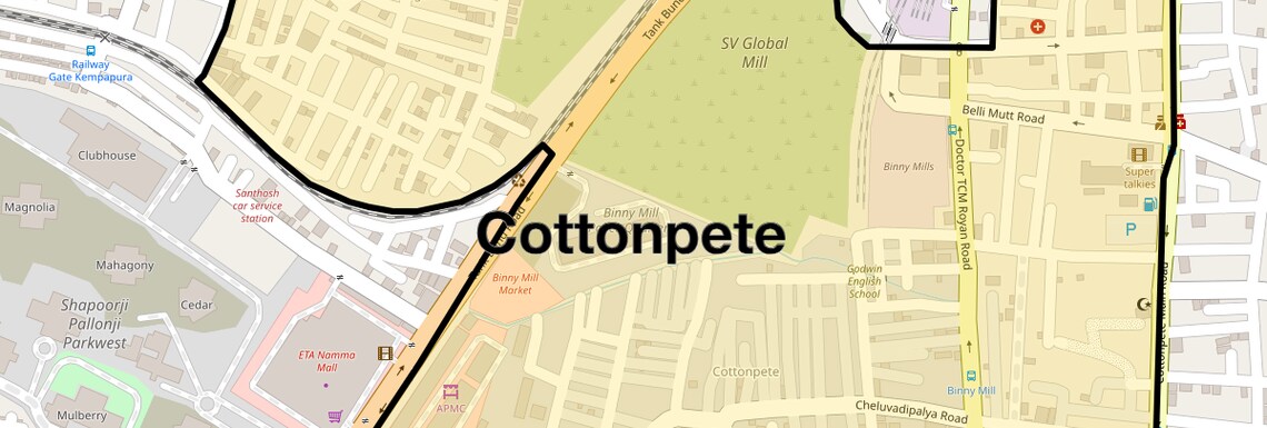 Location Map of Cottonpete, Bangalore
