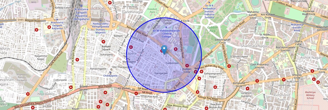 Location Map of Cubbonpet, Bangalore