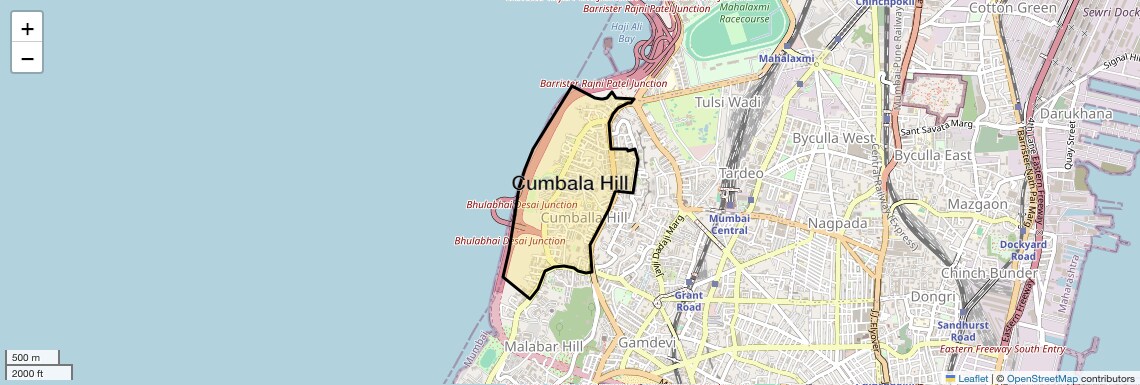 Location Map of Cumbala Hill, Mumbai