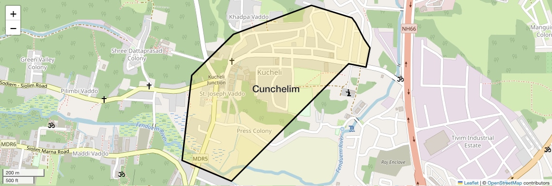 Location Map of Cunchelim, Goa