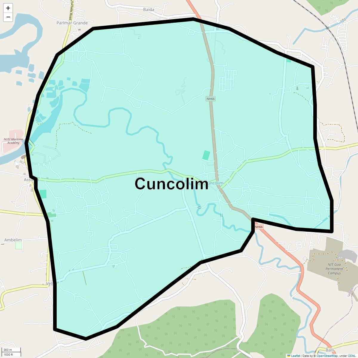 Location Map of Cuncolim, Goa