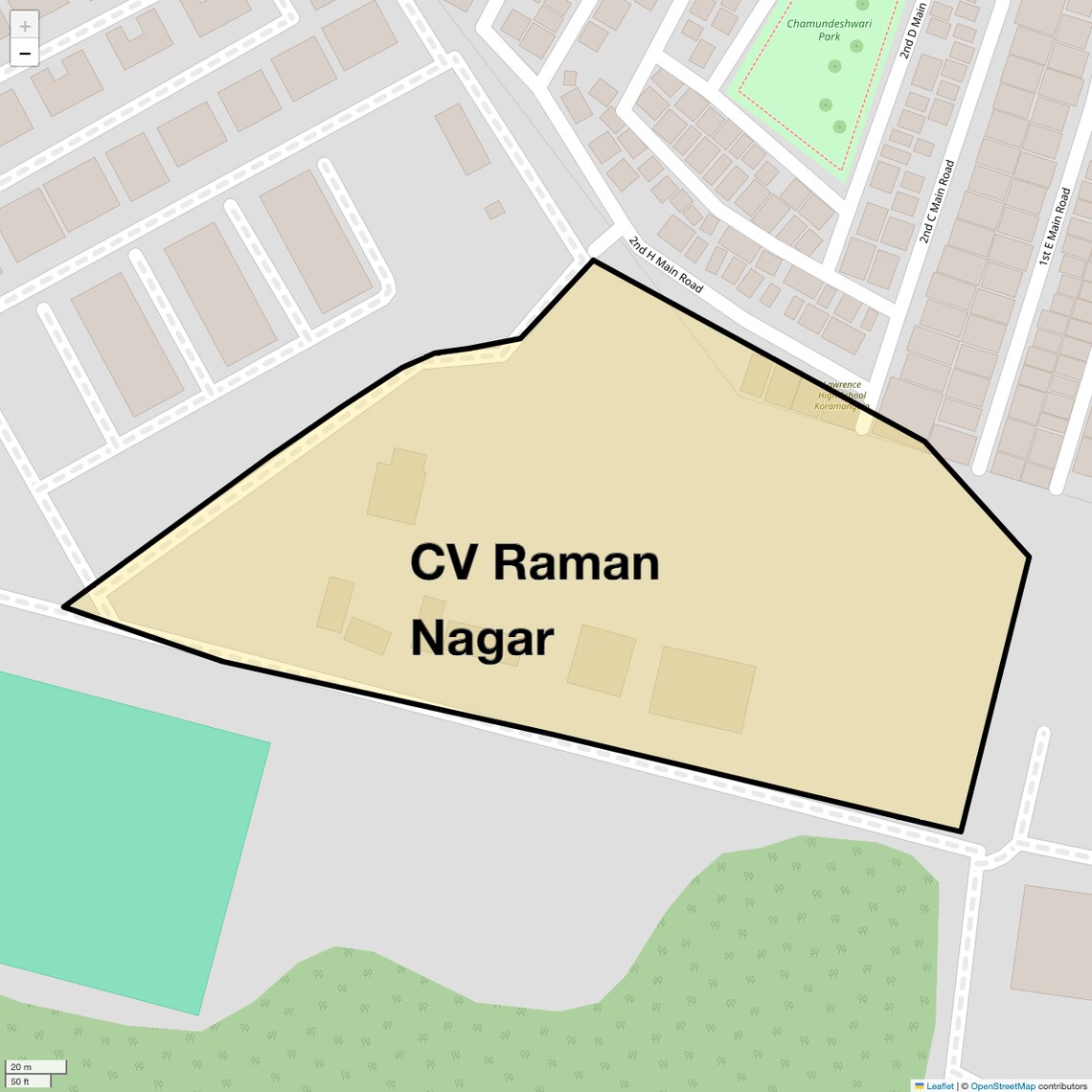 Location Map of CV Raman Nagar, Bangalore
