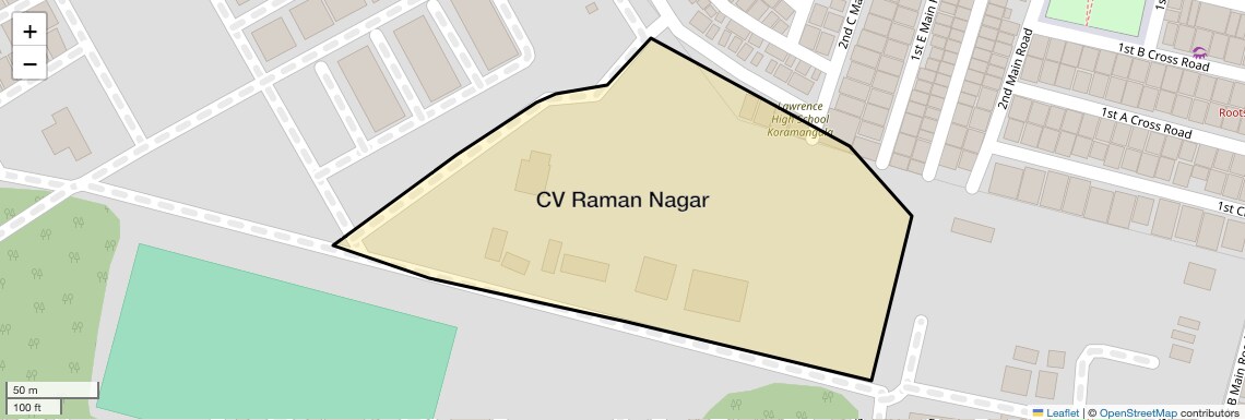 Location Map of CV Raman Nagar, Bangalore