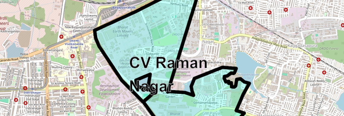 Location Map of CV Raman Nagar, Bangalore