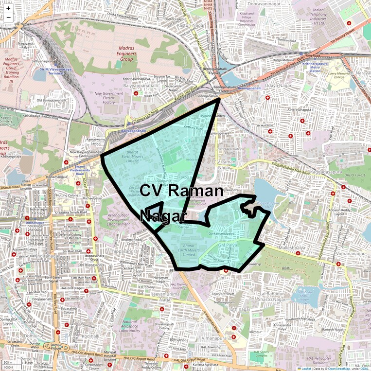 Location Map of Cv Raman Nagar