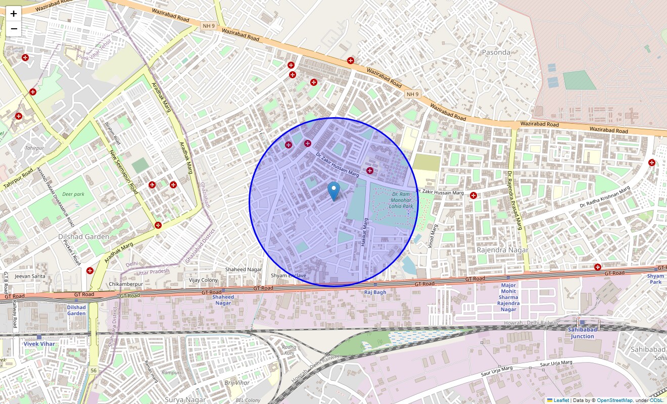 Location Map of D Block Janak Puri, Ghaziabad