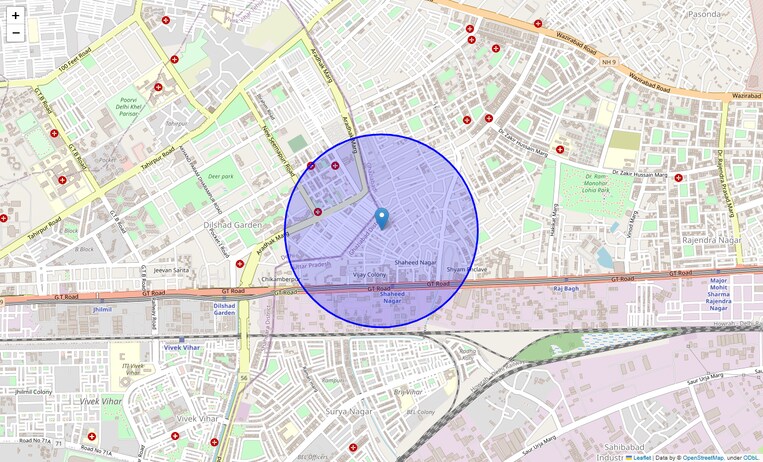 Location Map of D Block Shaheed Nagar