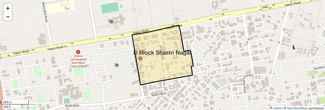 Location Map of D Block Shastri Nagar, Ghaziabad