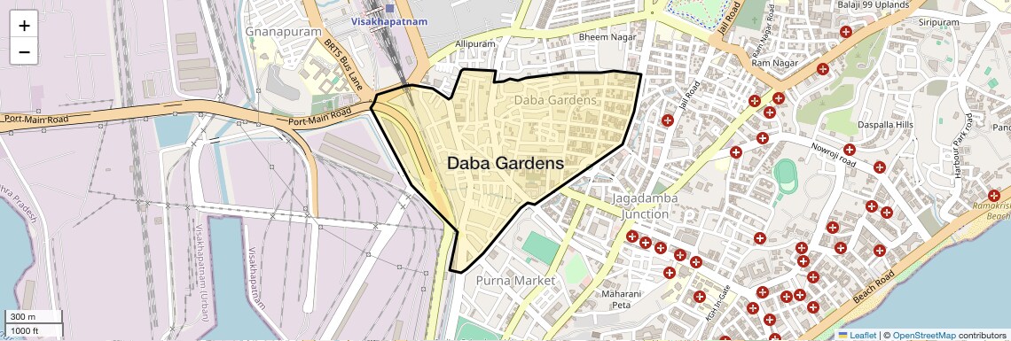 Location Map of Daba Gardens, Vizag