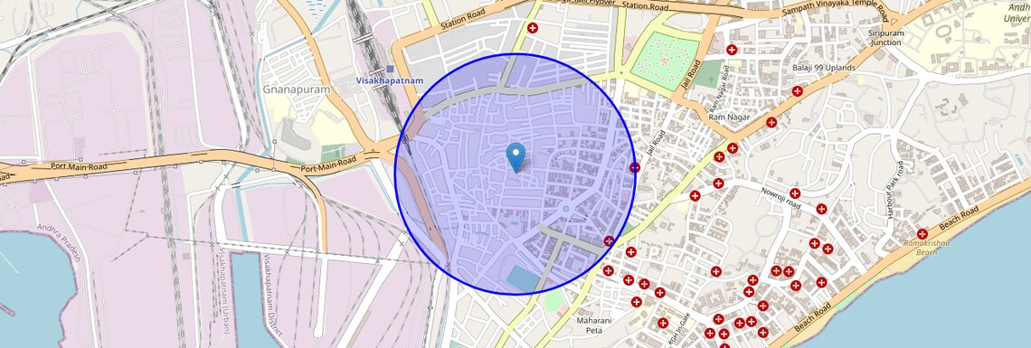 Location Map of Daba Gardens, Vizag