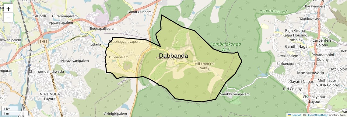 Location Map of Dabbanda, Vizag