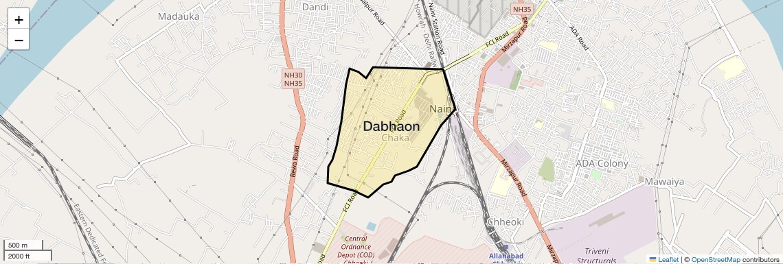 Location Map of Dabhaon, Allahabad