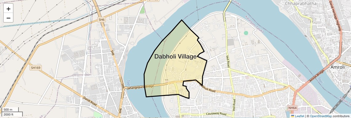 Location Map of Dabholi Village, Surat