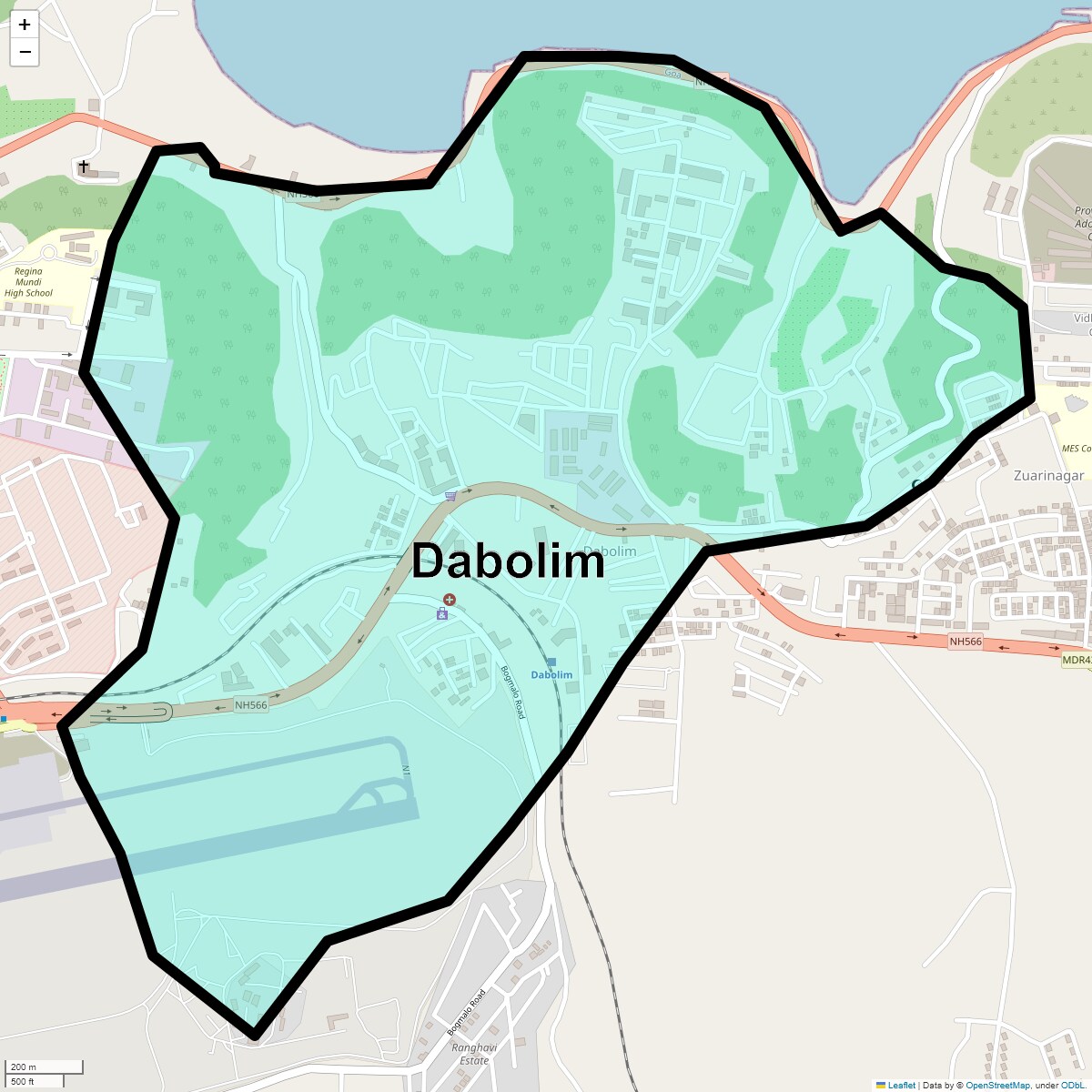 Location Map of Dabolim, Goa