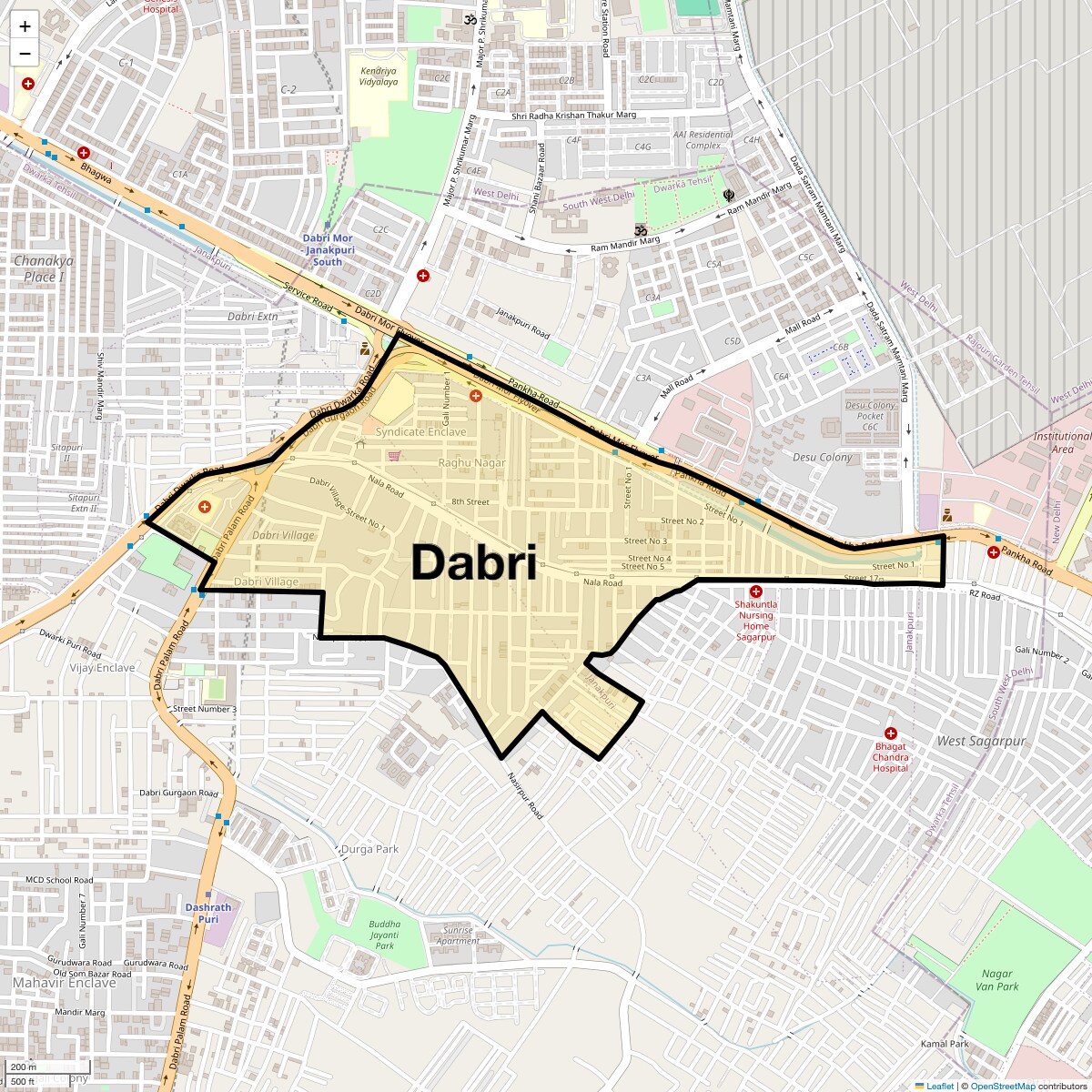 Location Map of Dabri, Delhi