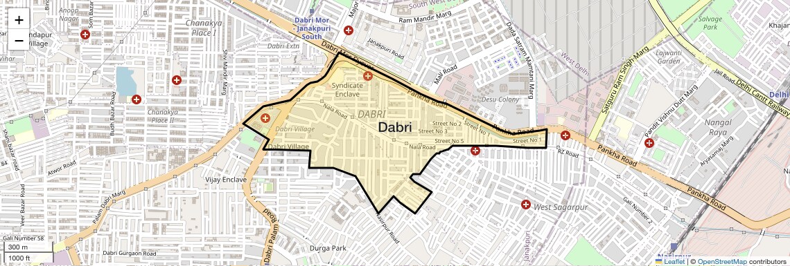 Location Map of Dabri, Delhi