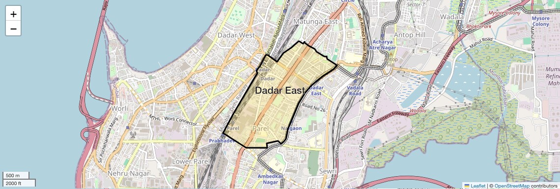 Location Map of Dadar East, Mumbai