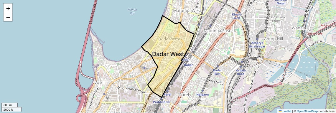 Location Map of Dadar West, Mumbai