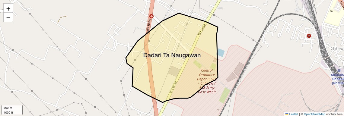 Location Map of Dadari Ta Naugawan, Allahabad