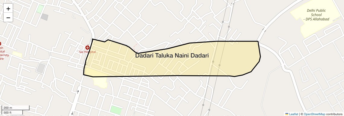 Location Map of Dadari Taluka Naini Dadari, Allahabad