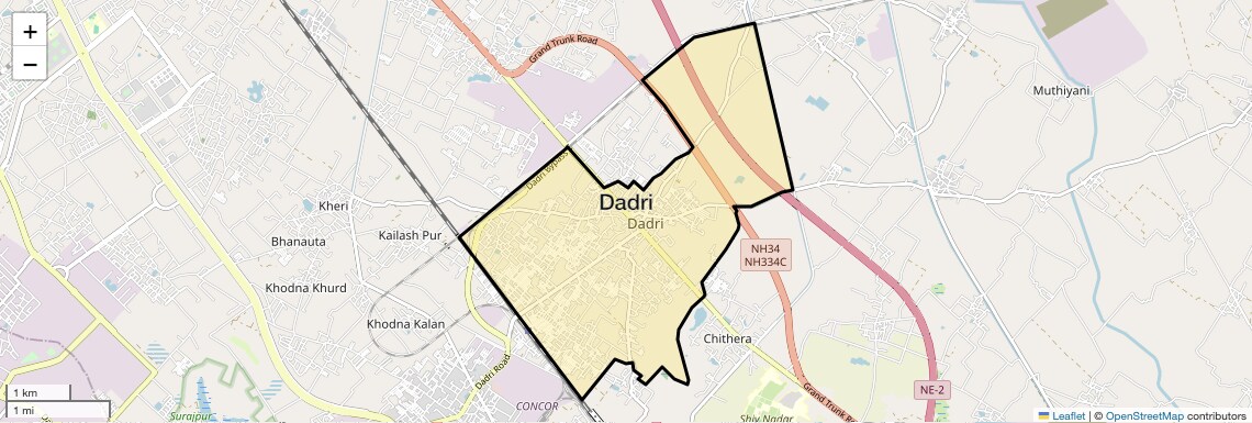 Location Map of Dadri, Greater Noida