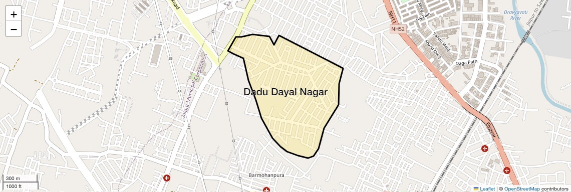 Location Map of Dadu Dayal Nagar, Jaipur
