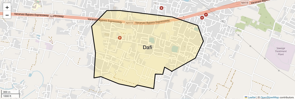Location Map of Dafi, Varanasi