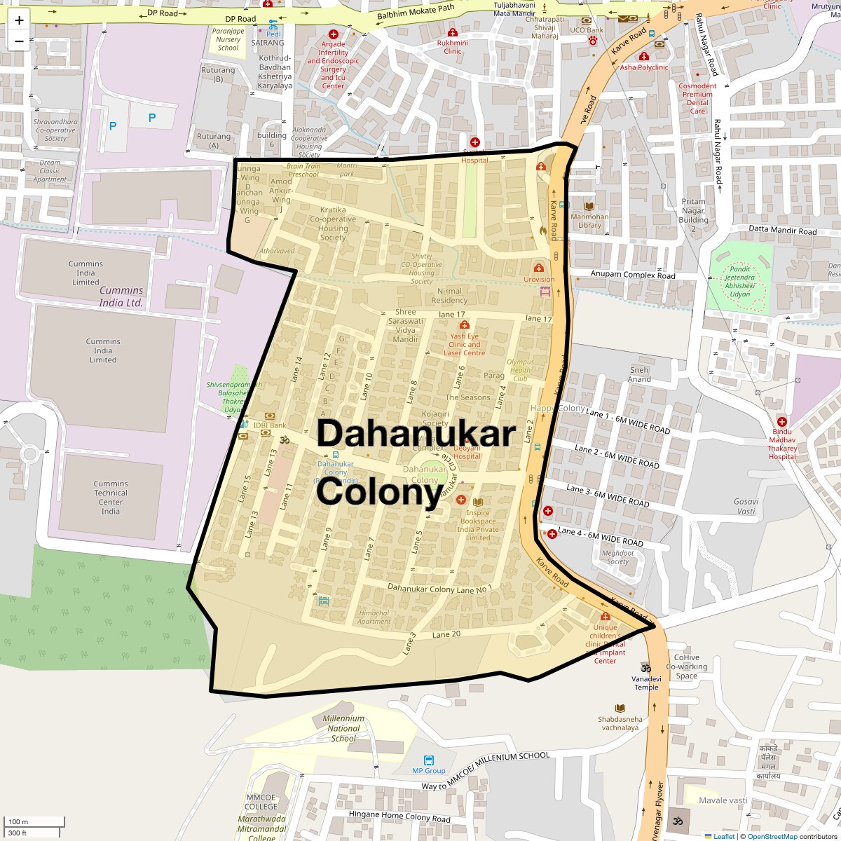 Location Map of Dahanukar Colony, Pune