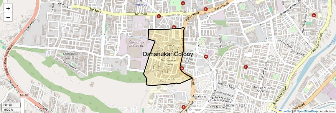 Location Map of Dahanukar Colony, Pune