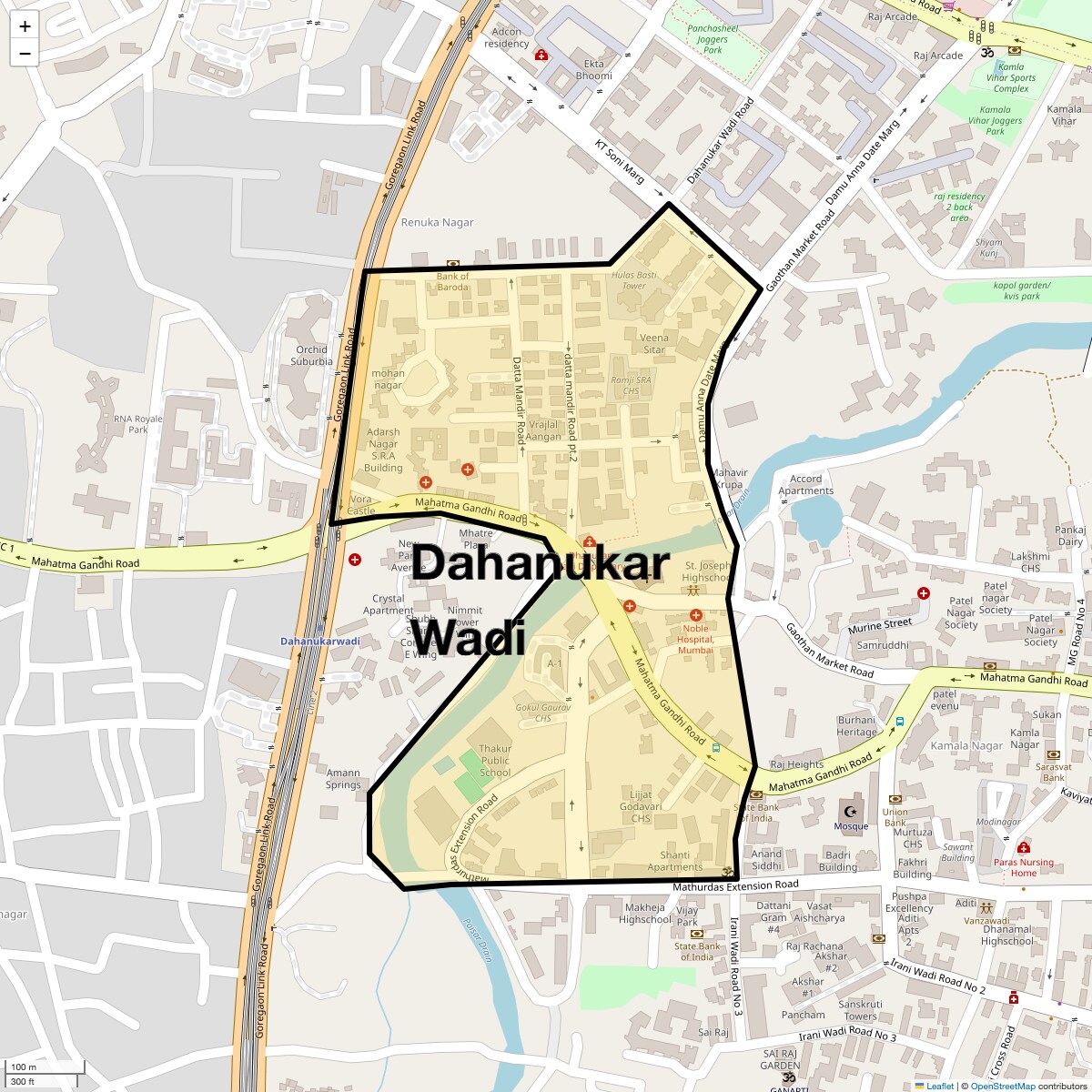 Location Map of Dahanukar Wadi, Mumbai