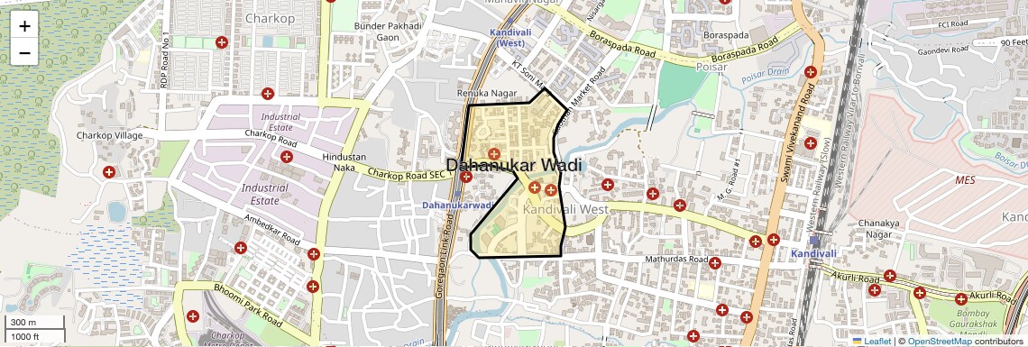 Location Map of Dahanukar Wadi, Mumbai