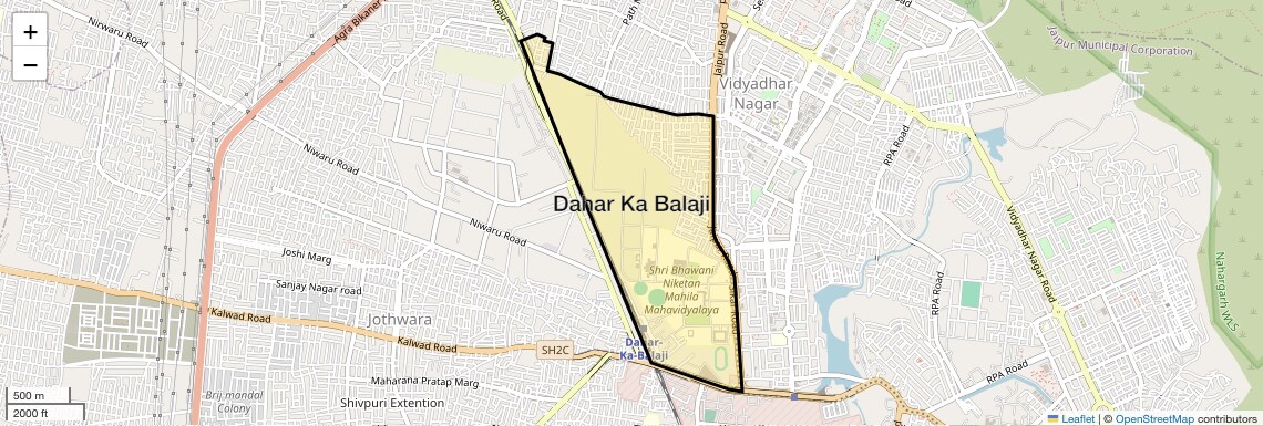 Location Map of Dahar Ka Balaji, Jaipur