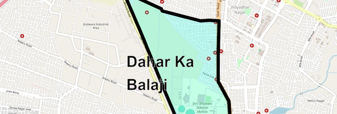 Location Map of Dahar Ka Balaji, Jaipur