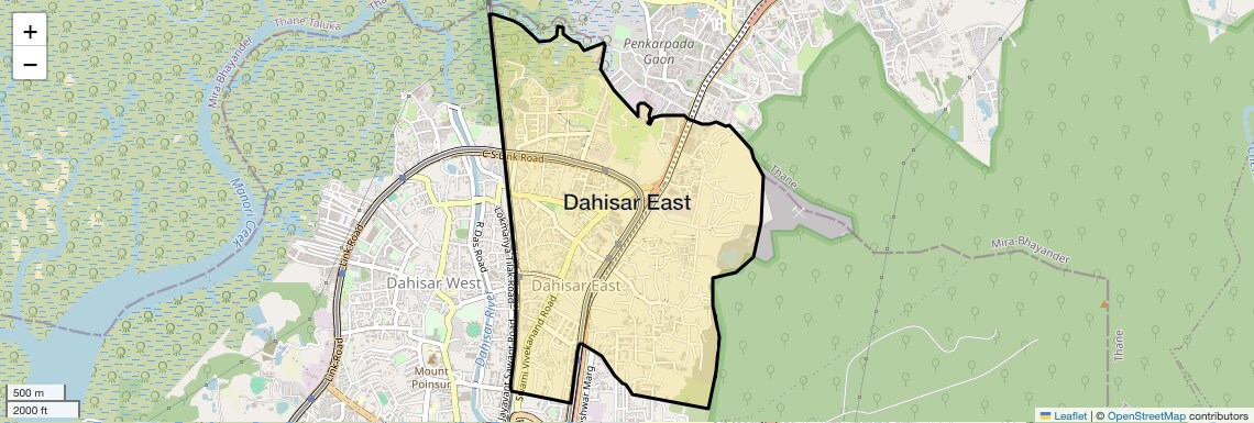 Location Map of Dahisar East, Mumbai
