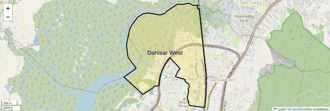 Location Map of Dahisar West, Mumbai