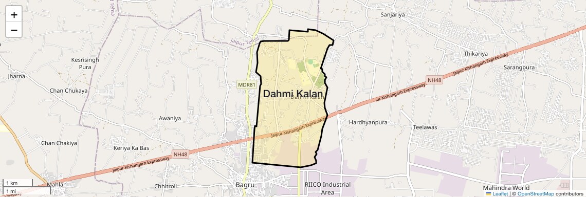 Location Map of Dahmi Kalan, Jaipur