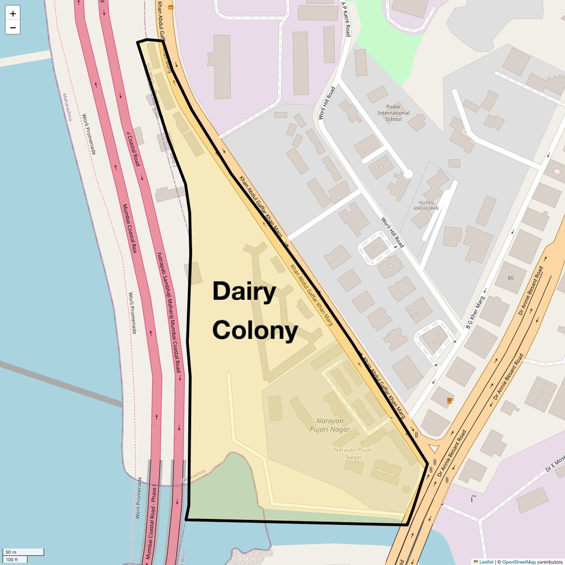 Location Map of Dairy Colony, Mumbai