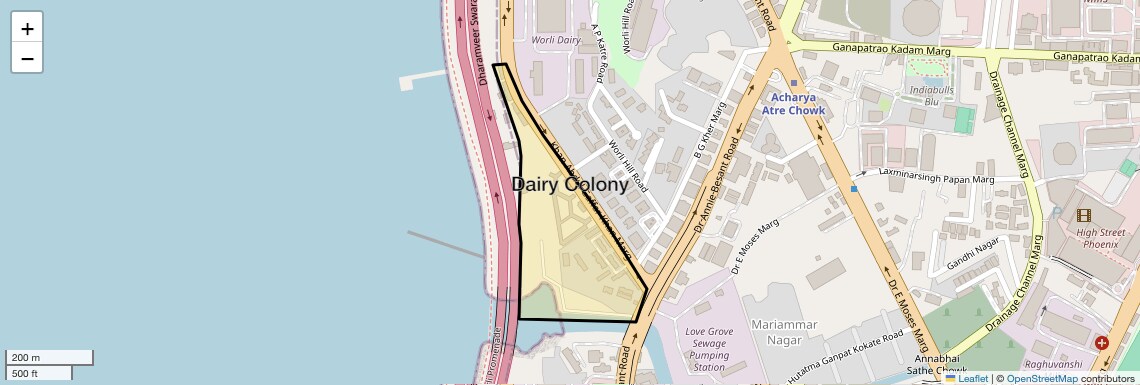 Location Map of Dairy Colony, Mumbai